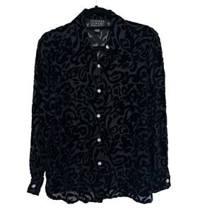 Spenser Jeremy Petites Semi Sheet Velvet Paisley Button Down Blouse - Size SP